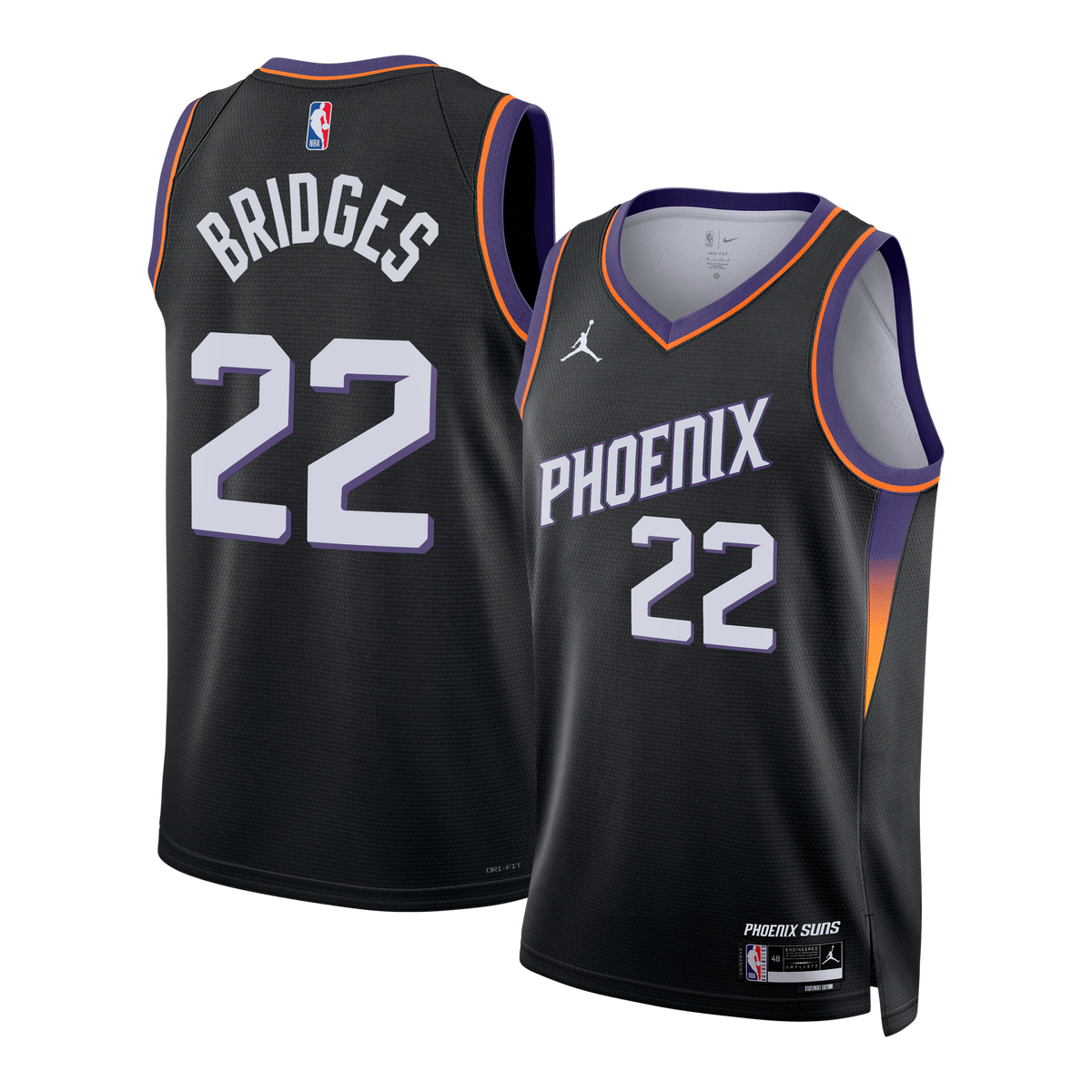 Phoenix Suns Brand Statement Edition Basketball Jersey- Black- Miles Bridges- Unisex basketball fan jersey