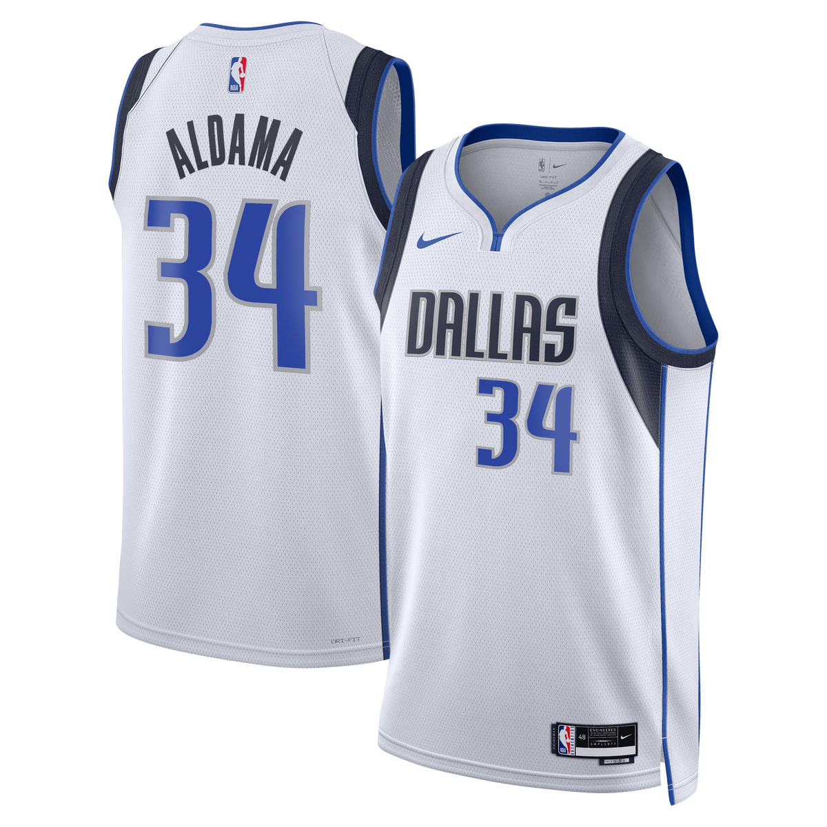 Dallas Mavericks Association Edition Swingman Basketball Jersey- White- Santi Aldama- Unisex basketball fan jersey