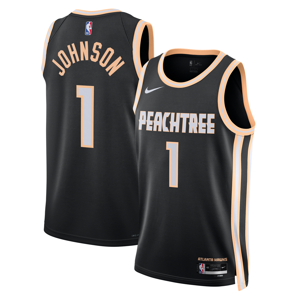 Atlanta Hawks 2025/26 City Edition Swingman Basketball Jersey- Black- Jalen Johnson- Unisex basketball fan jersey