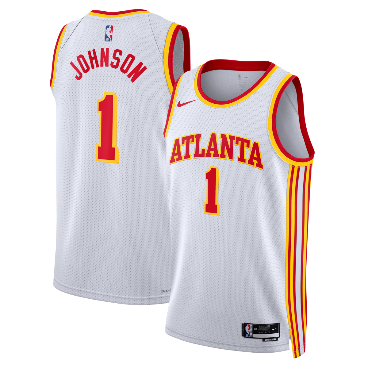 Atlanta Hawks Association Edition Swingman Basketball Jersey- White- Jalen Johnson- Unisex basketball fan jersey