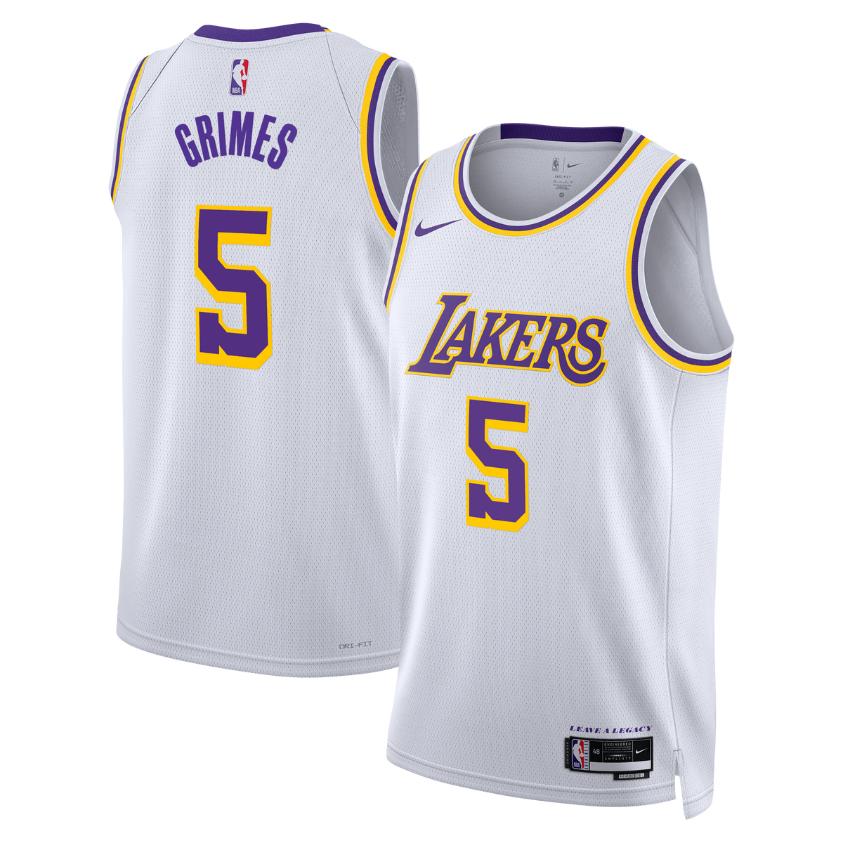 Los Angeles Lakers Association Edition Edition Swingman Basketball Jersey- White- Quentin Grimes- Unisex basketball fan jerse