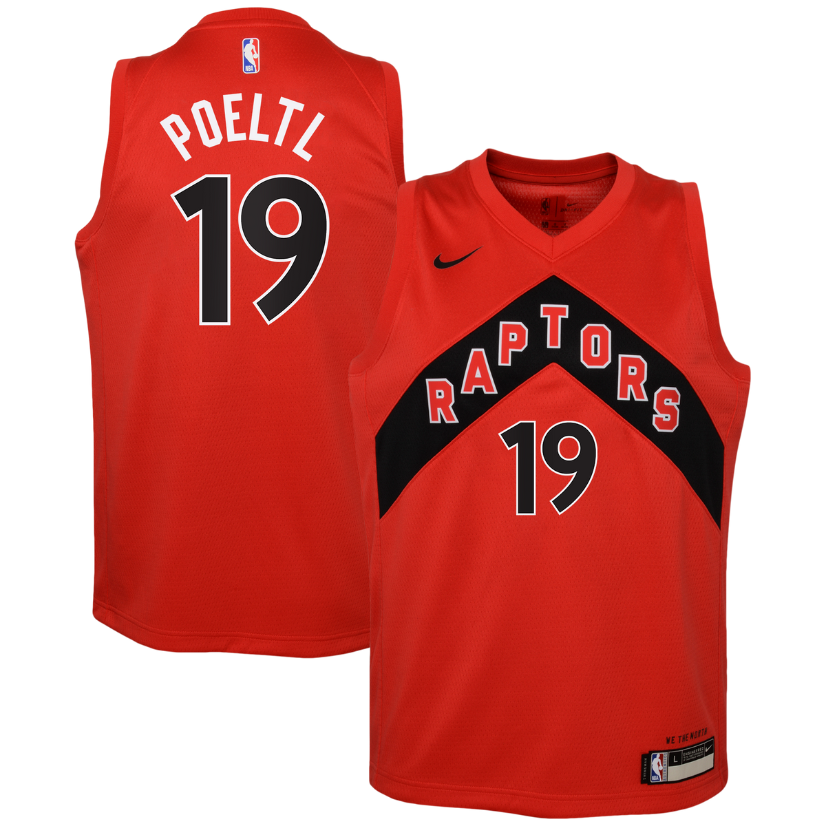 Toronto Raptors Icon Edition Swingman Basketball Jersey- Red- Jakob Poeltl- Youth basketball fan jersey