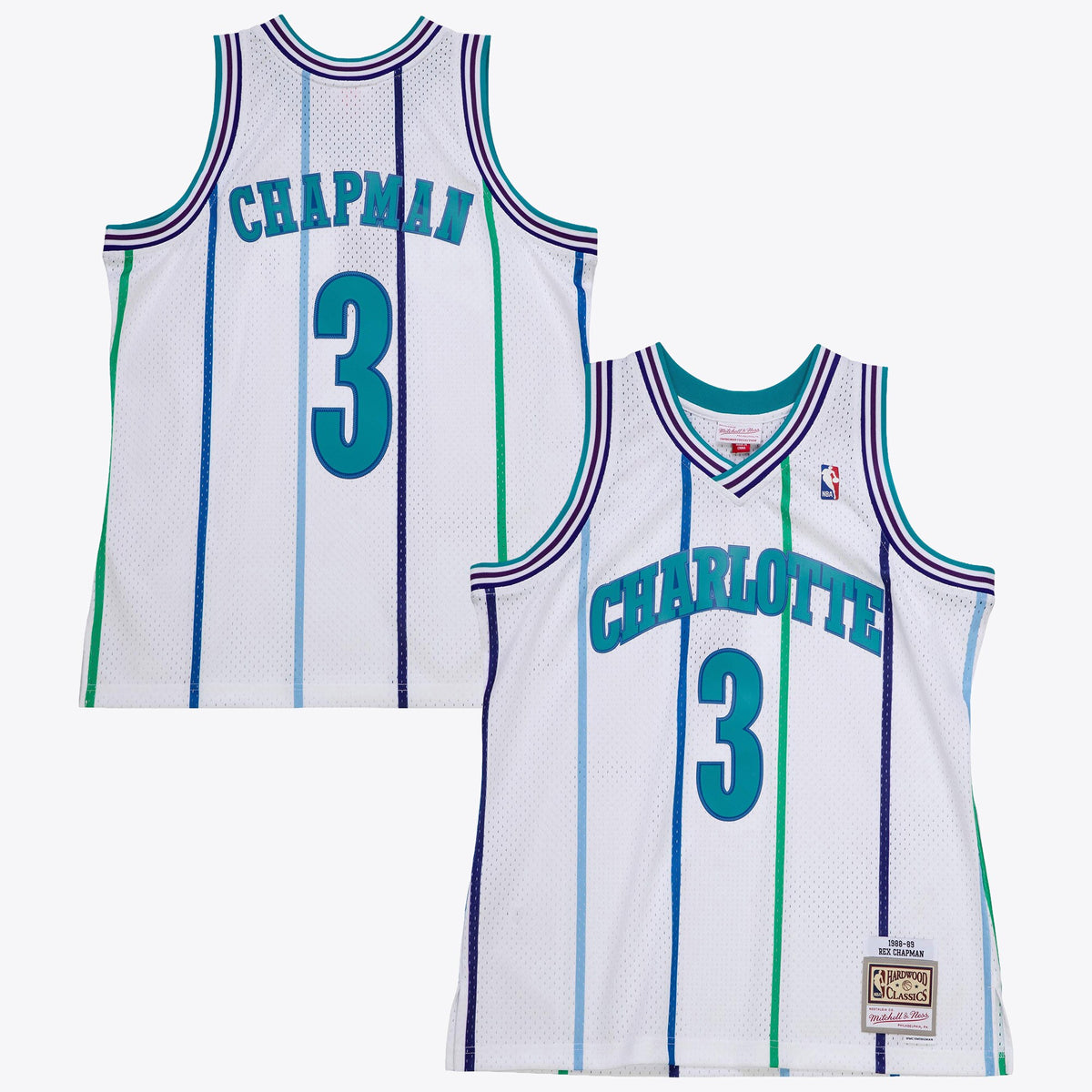 Charlotte Hornets Rex Chapman 1988 Authentic Basketball Jersey- White basketball fan jersey