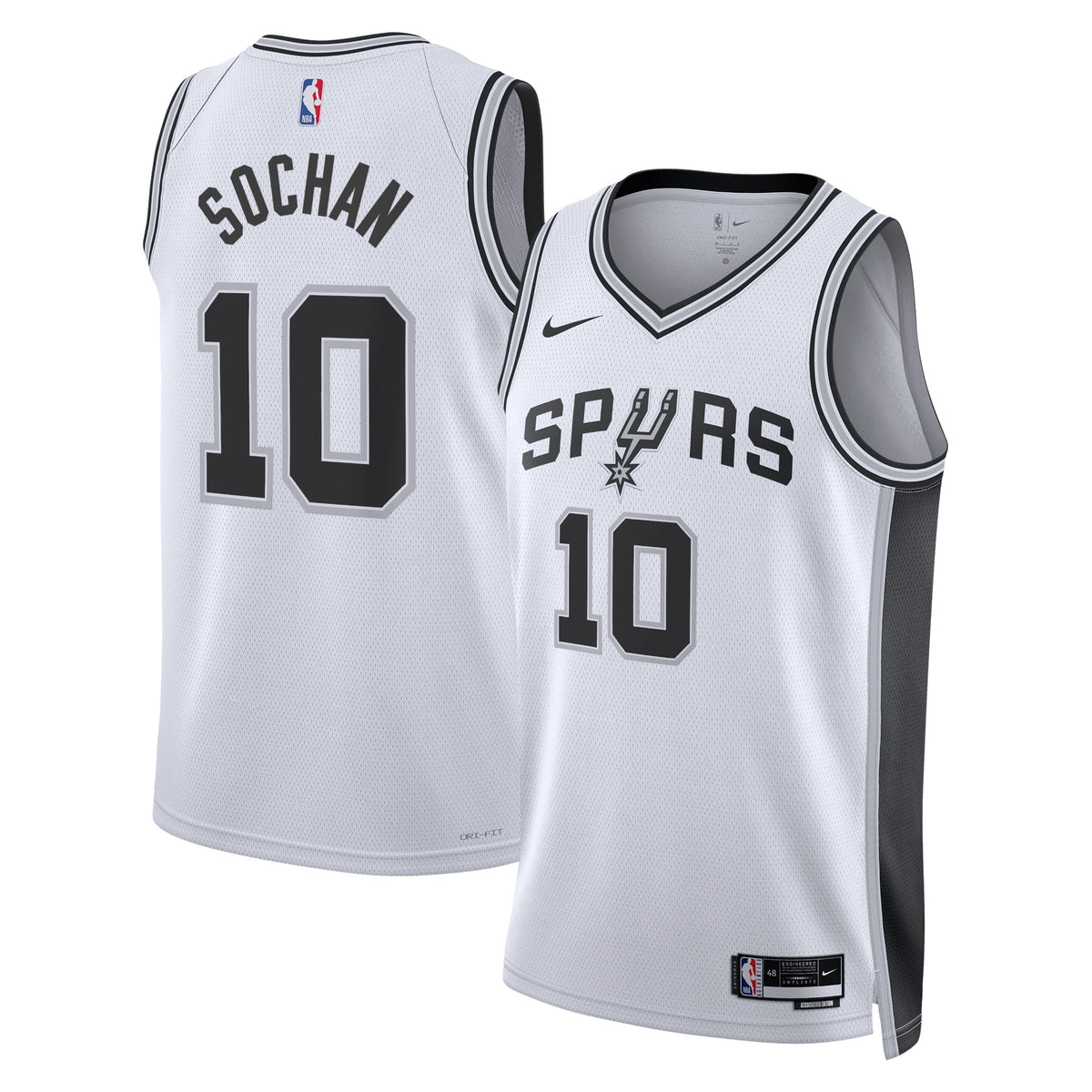 San Antonio Spurs Association Edition Swingman Basketball Jersey- White- Jeremy Sochan- Unisex basketball fan jersey