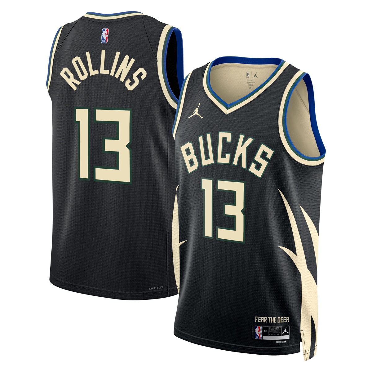 Milwaukee Bucks Brand Statement Edition Swingman Basketball Jersey- Hunter Green- Ryan Rollins- Unisex basketball fan jersey