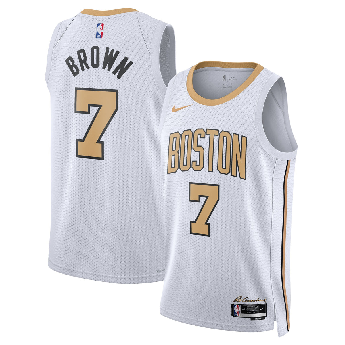Boston Celtics 2025/26 City Edition Swingman Basketball Jersey- White- Jaylen Brown- Unisex basketball fan jersey