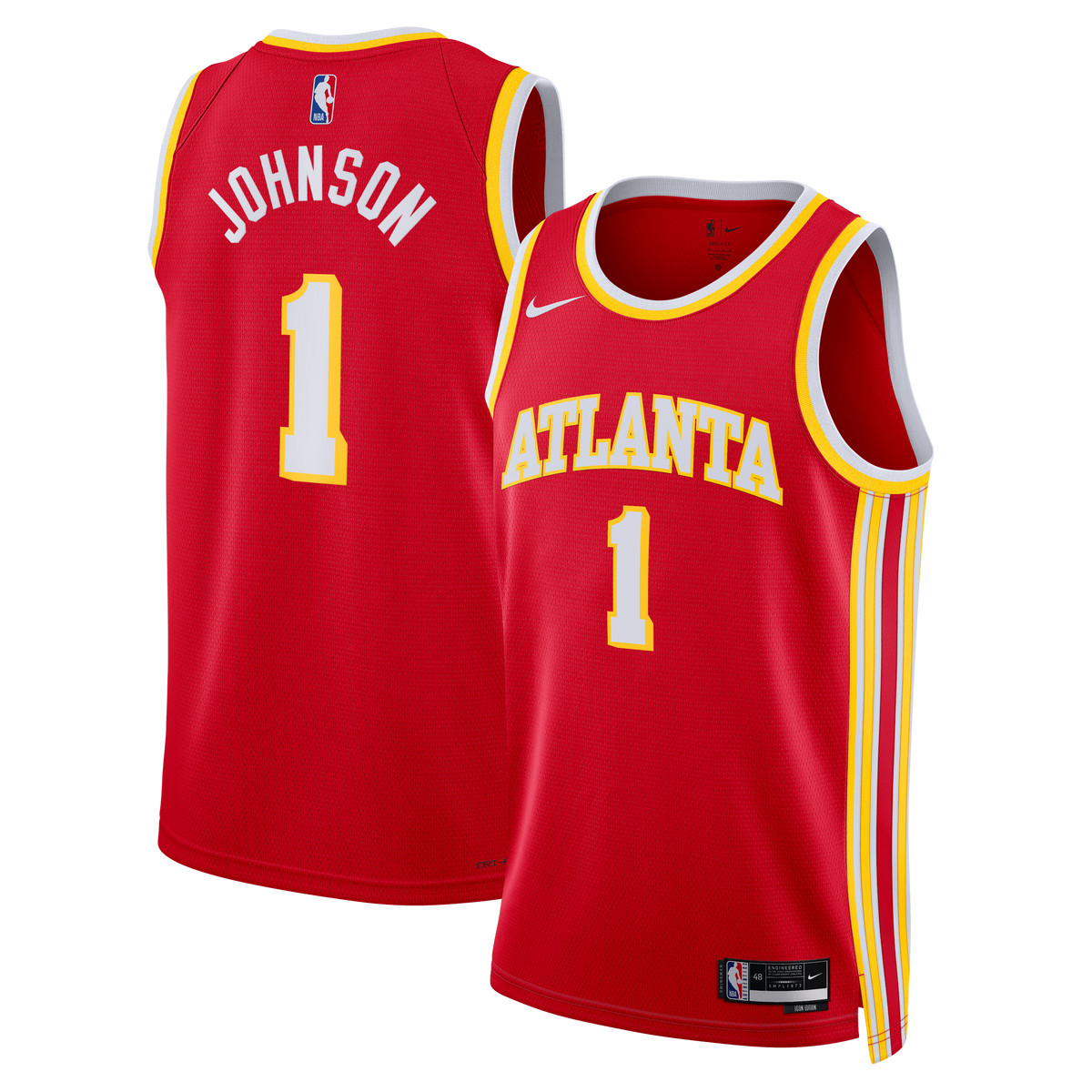 Atlanta Hawks Icon Edition Swingman Basketball Jersey- Red- Jalen Johnson- Unisex basketball fan jersey