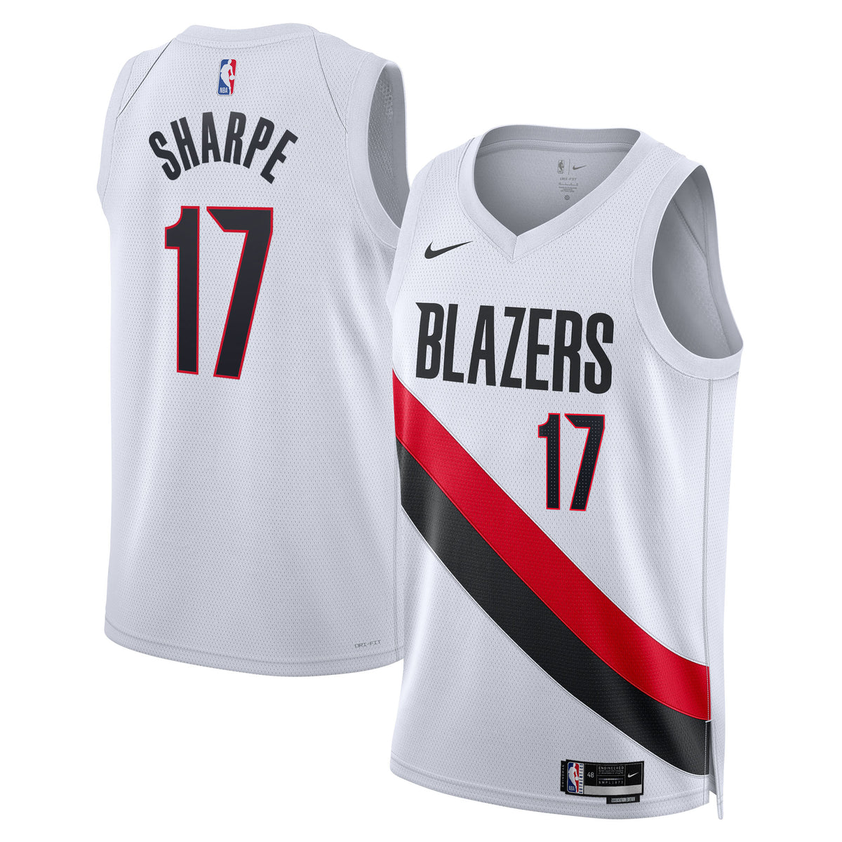 Portland Trail Blazers Replica Association Edition Swingman Basketball Jersey- White- Shaedon Sharpe- Unisex basketball fan j