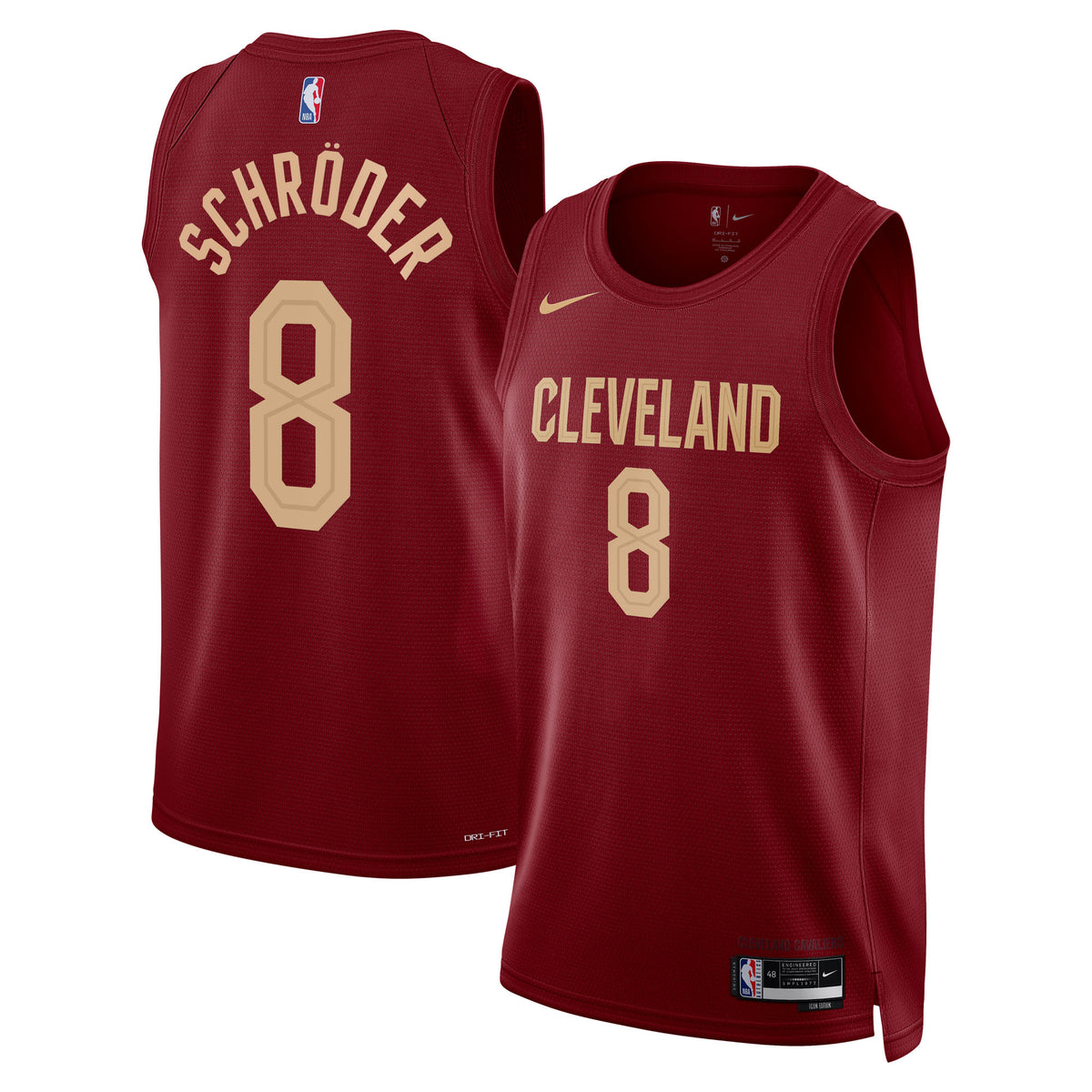 Cleveland Cavaliers Icon Edition Swingman Basketball Jersey- Wine- Dennis Schröder- Unisex basketball fan jersey