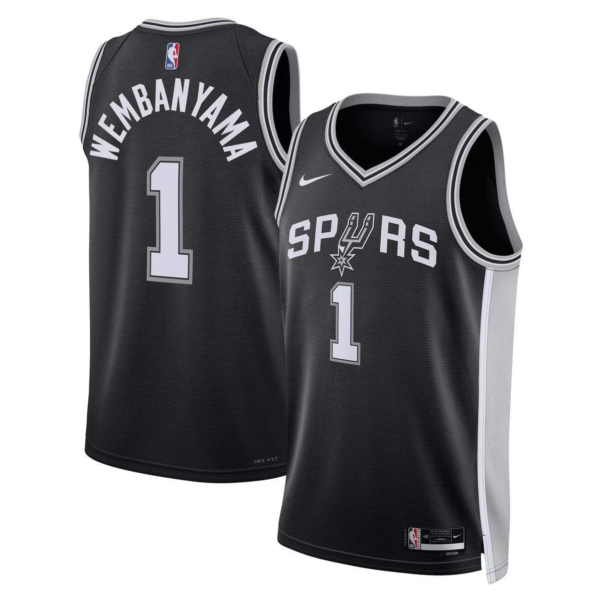 San Antonio Spurs Icon Edition Swingman Basketball Jersey- Black- Victor Wembanyama- Unisex basketball fan jersey