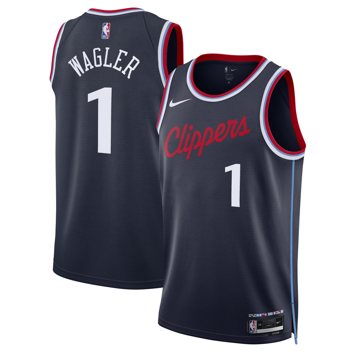 LA Clippers Replica Icon Swingman Basketball Jersey- Navy- Keaton Wagler- Unisex basketball fan jersey