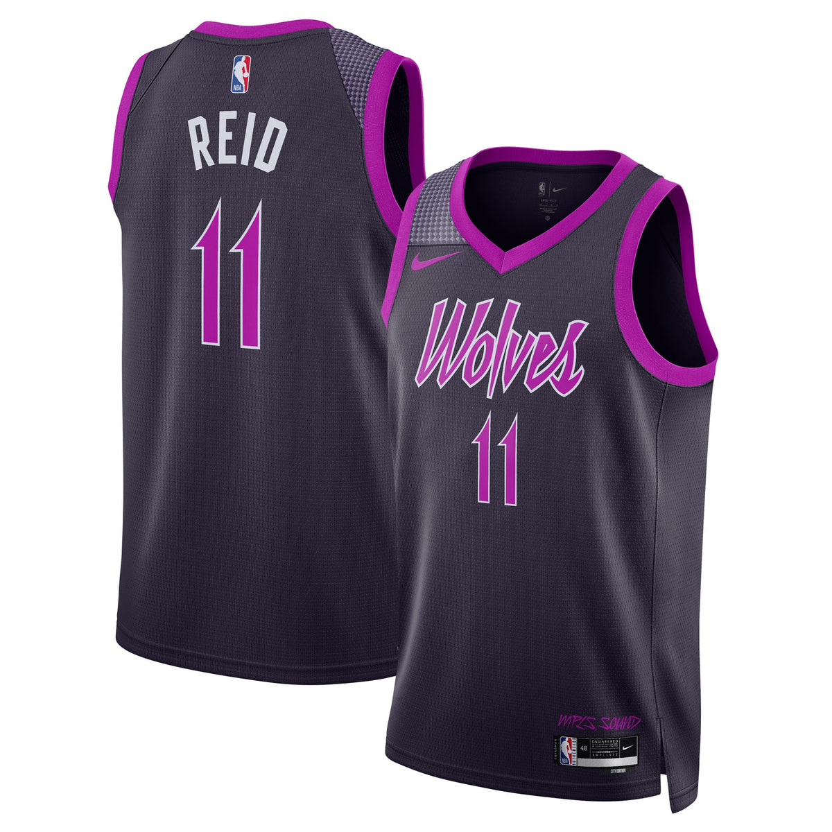 Minnesota Timberwolves 2025/26 City Edition Swingman Basketball Jersey- Black- Naz Reid- Unisex basketball fan jersey