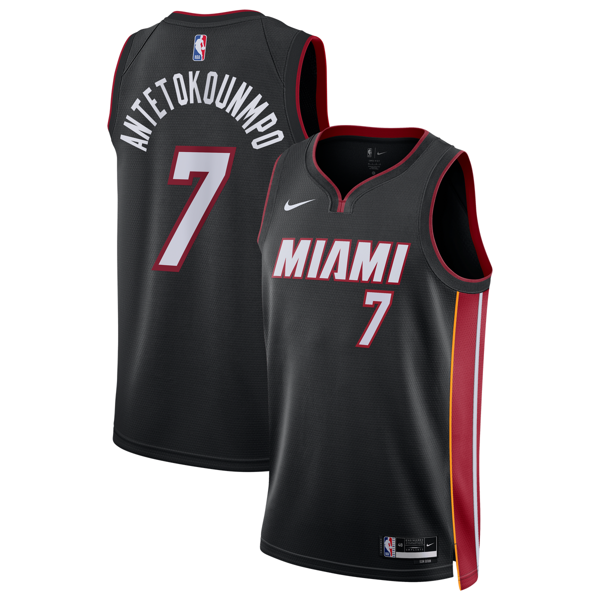 Miami Heat Icon Edition Swingman Basketball Jersey- Black- Giannis Antetokounmpo- Unisex basketball fan jersey