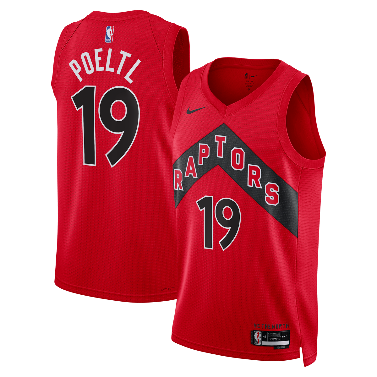 Toronto Raptors Icon Edition Swingman Basketball Jersey- Red- Jakob Poeltl- Unisex basketball fan jersey