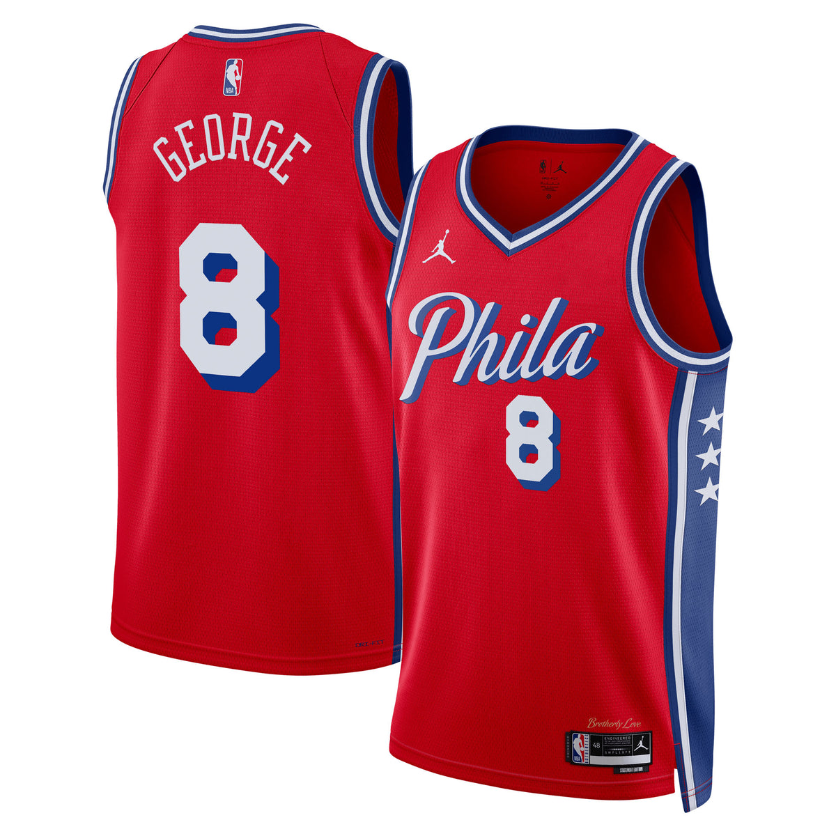 Philadelphia 76ers Brand Statement Edition Swingman Basketball Jersey- Red- Paul George- Unisex basketball fan jersey