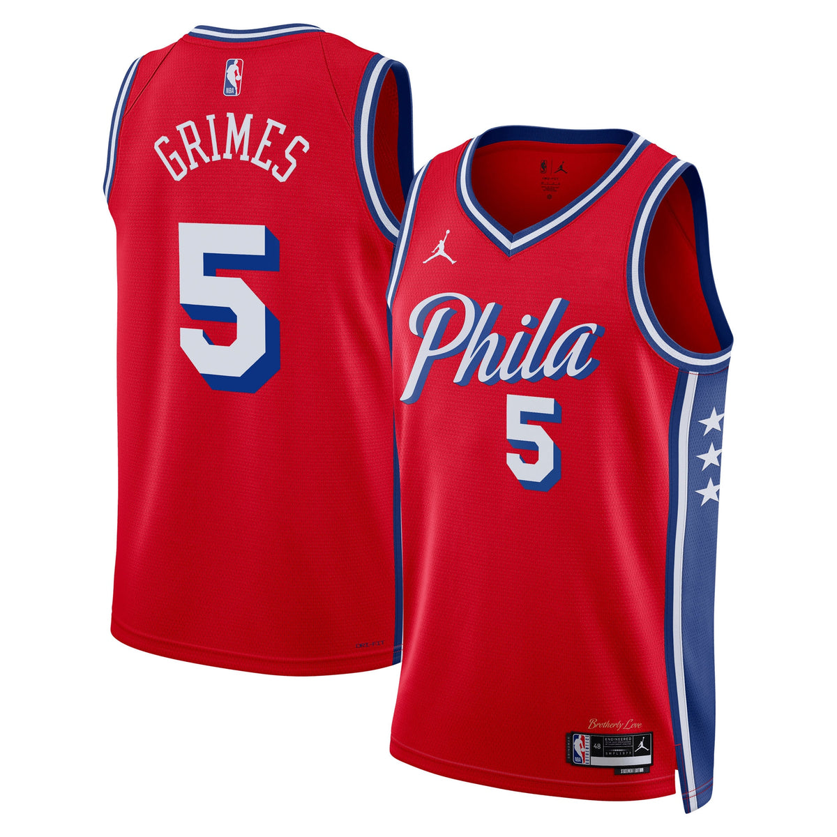 Philadelphia 76ers Brand Statement Edition Swingman Basketball Jersey- Red- Quentin Grimes- Unisex basketball fan jersey