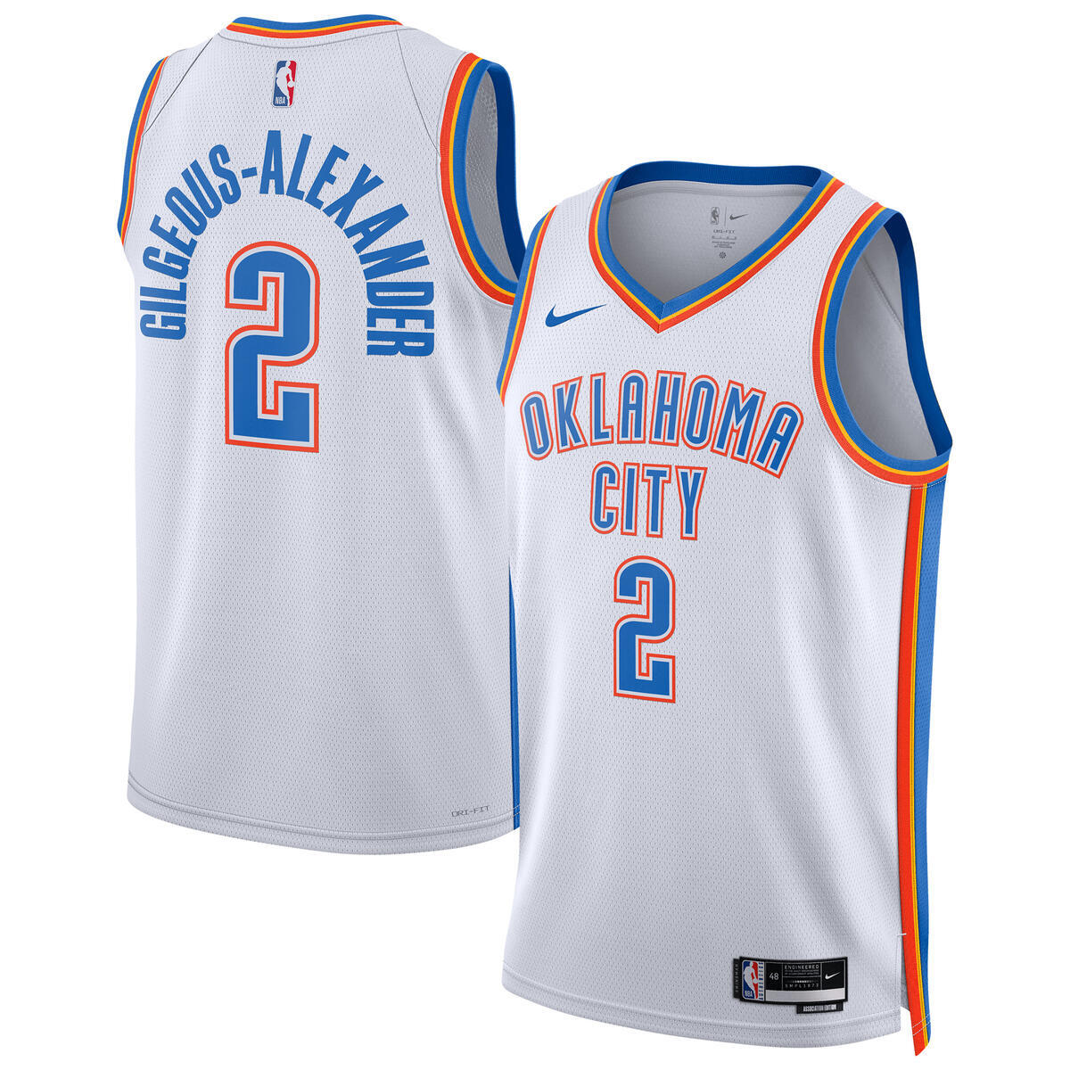 Oklahoma City Thunder Association Swingman Basketball Jersey- Gilgeous- Alexander- Unisex basketball fan jersey