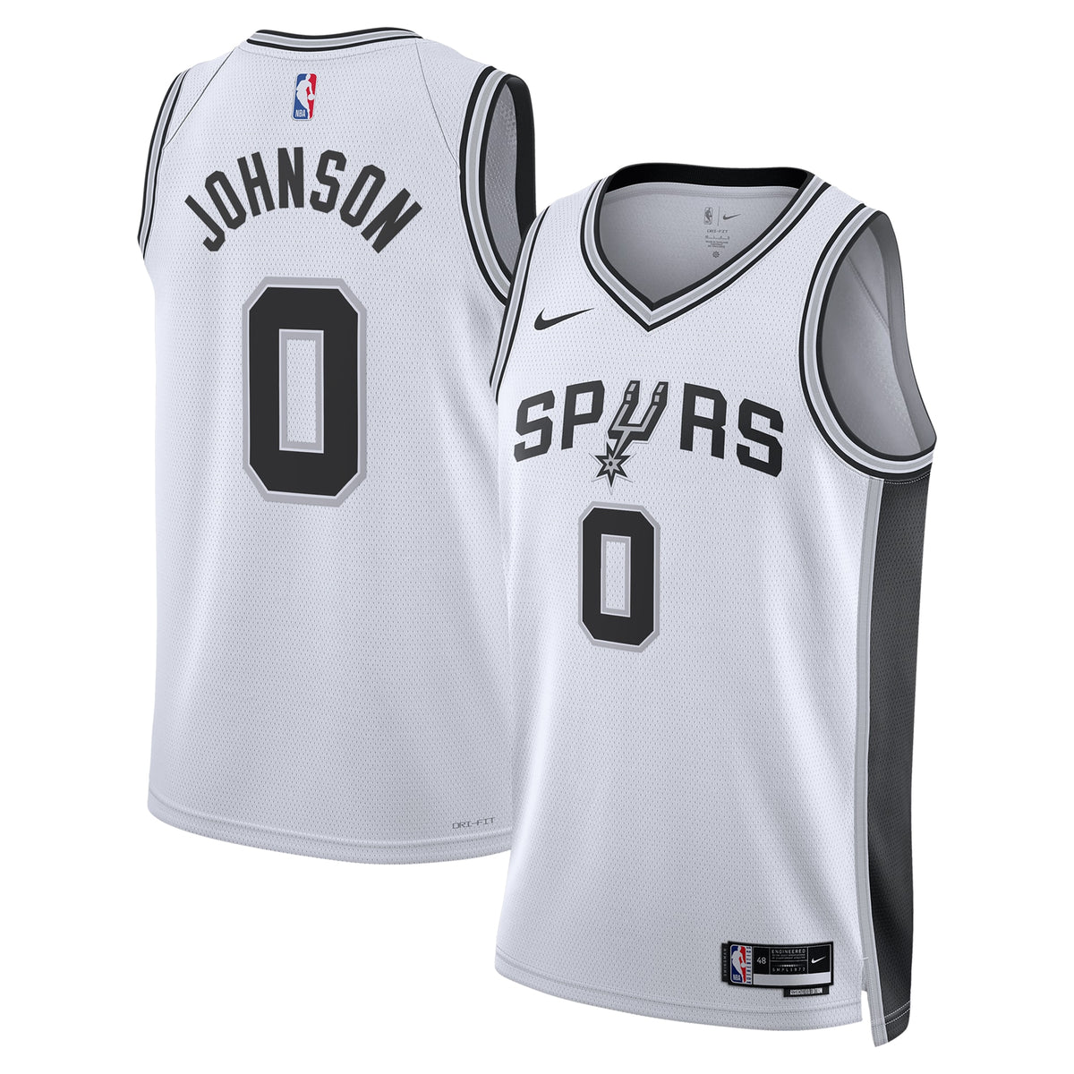 San Antonio Spurs Association Edition Swingman Basketball Jersey- White- Keldon Johnson- Unisex basketball fan jersey
