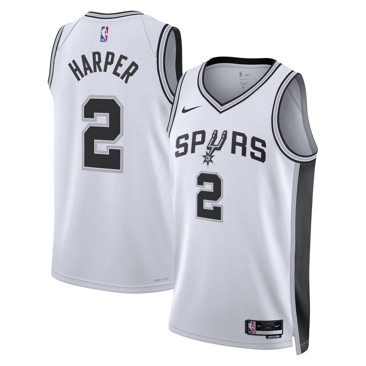 San Antonio Spurs Association Edition Swingman Basketball Jersey NBA 2025 First Round Draft Pick- White- Dylan Harper- Unisex