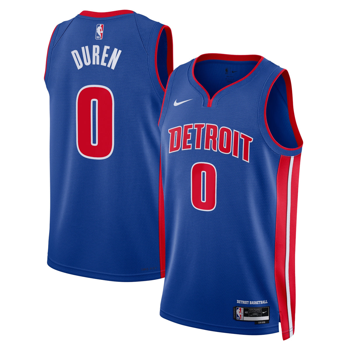Detroit Pistons Icon Edition Swingman Basketball Jersey- Blue- Jalen Duren- Unisex basketball fan jersey
