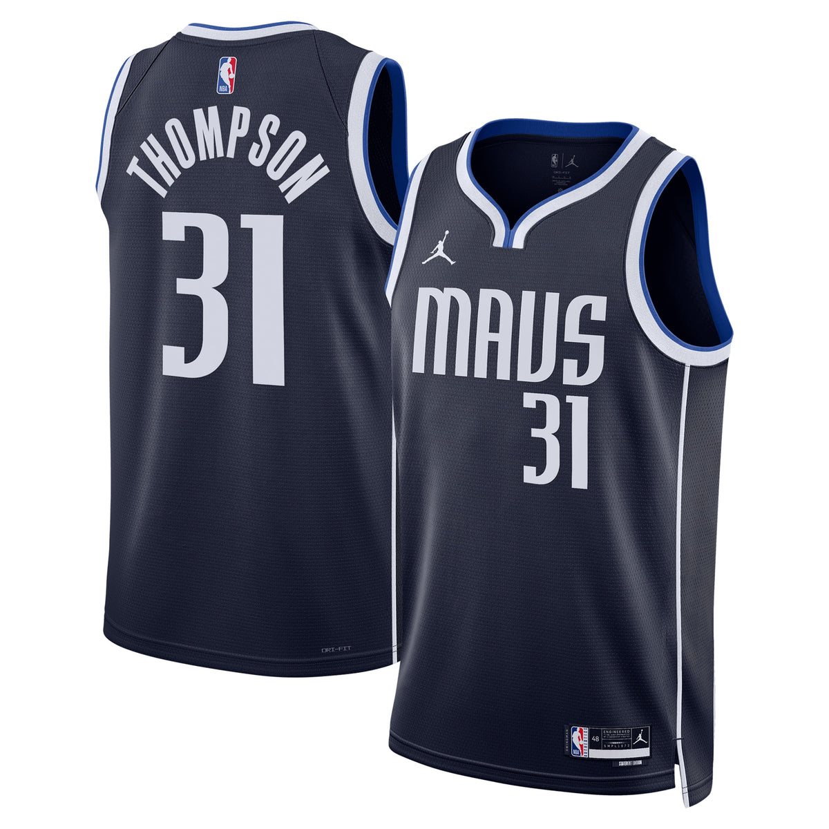 Dallas Mavericks Brand Statement Edition Swingman Basketball Jersey- Navy- Klay Thompson- Unisex basketball fan jersey