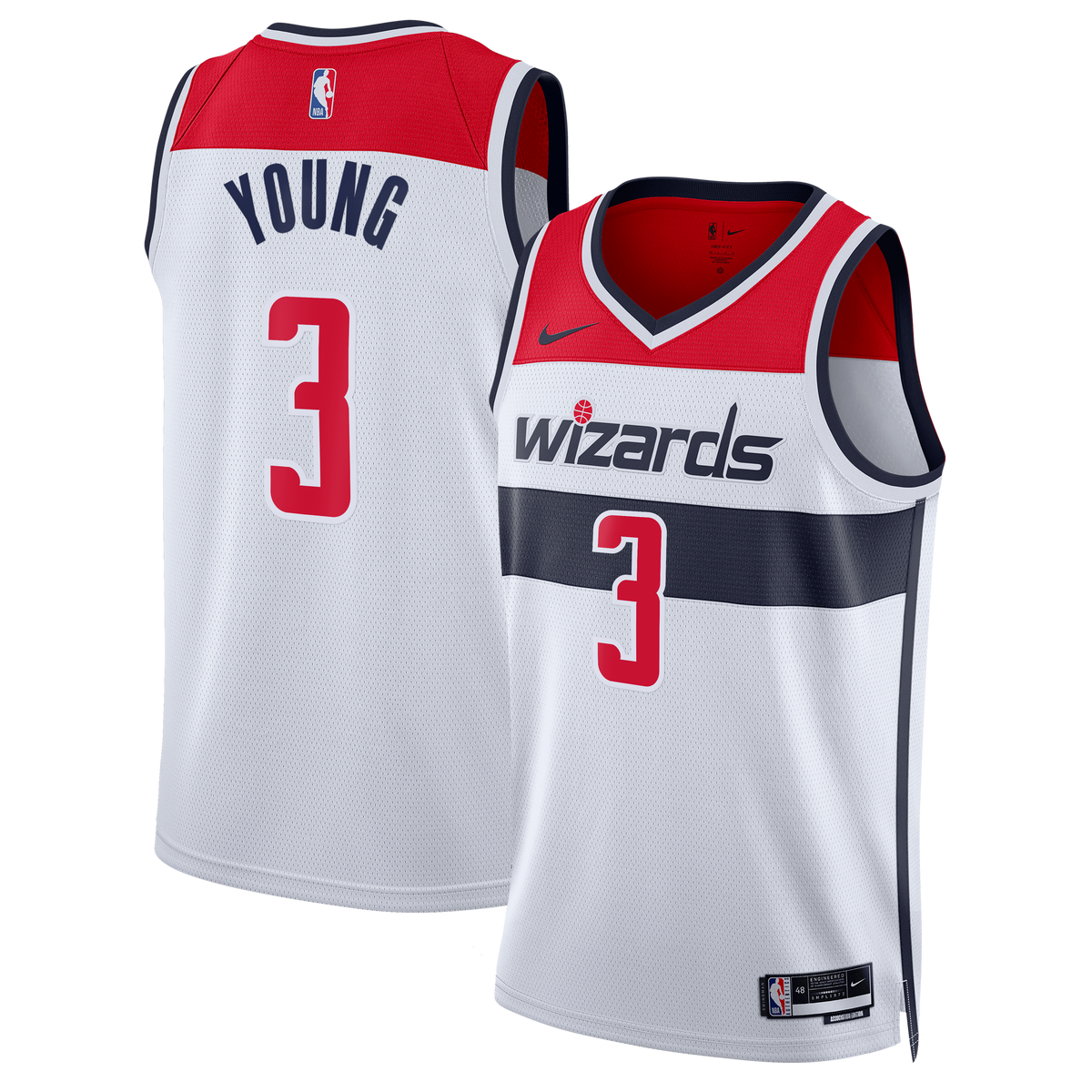 Washington Wizards Association Edition Swingman Basketball Jersey- White- Trae Young- Unisex basketball fan jersey