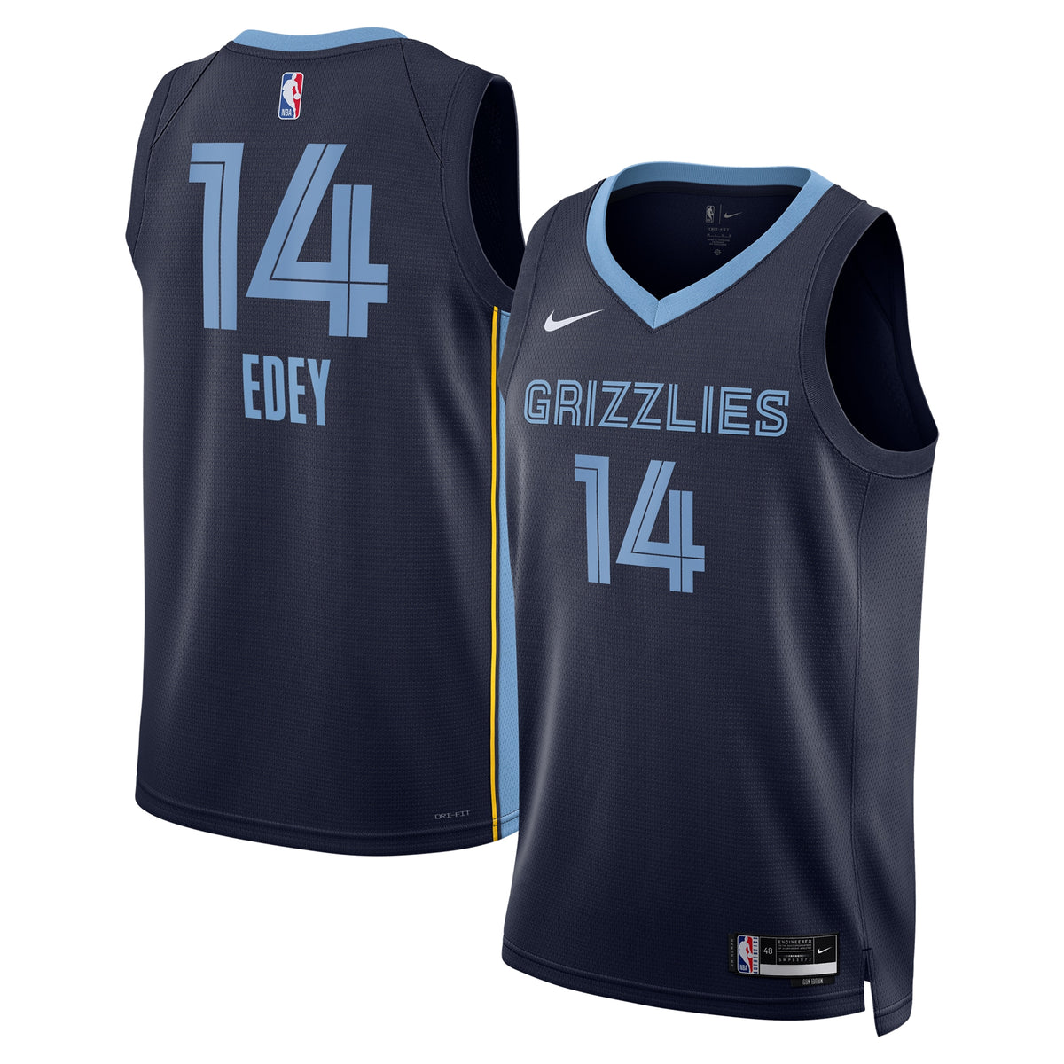 Memphis Grizzlies Icon Swingman Basketball Jersey- Navy- Zach Edey- Unisex basketball fan jersey