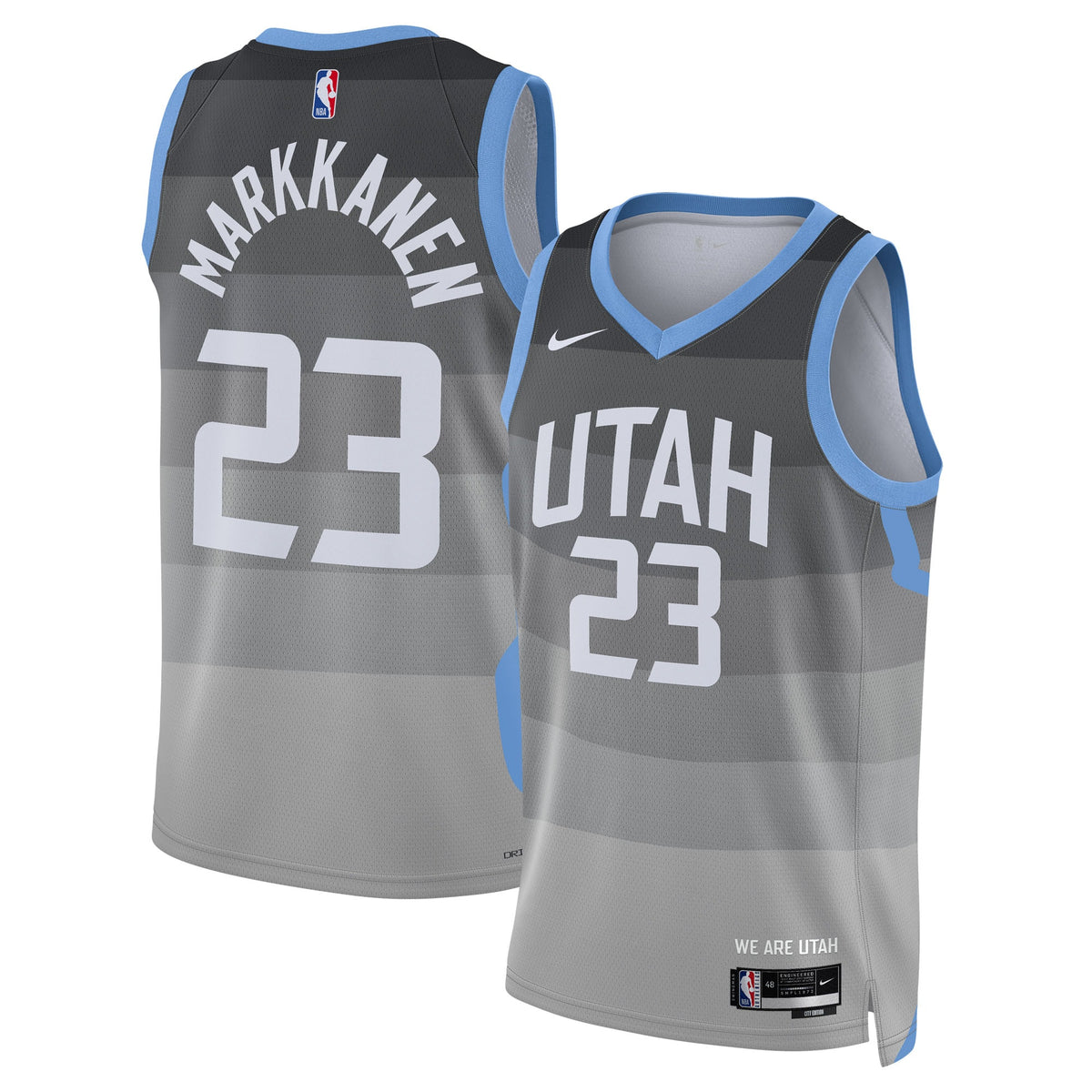 Utah Jazz 2025/26 City Edition Swingman Basketball Jersey- Gray- Lauri Markkanen- Unisex basketball fan jersey