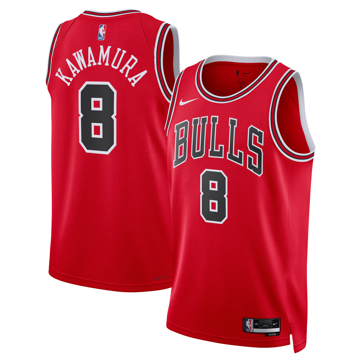 Chicago Bulls Icon Edition Swingman Basketball Jersey- Red- Yuki Kawamura- Unisex basketball fan jersey
