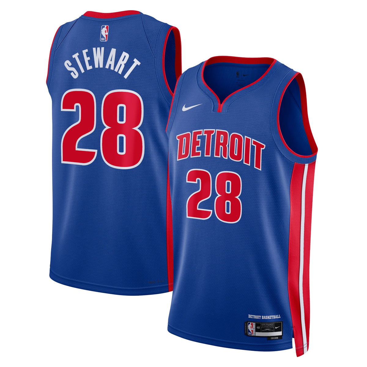Detroit Pistons Icon Edition Swingman Basketball Jersey- Blue- Isaiah Stewart- Unisex basketball fan jersey