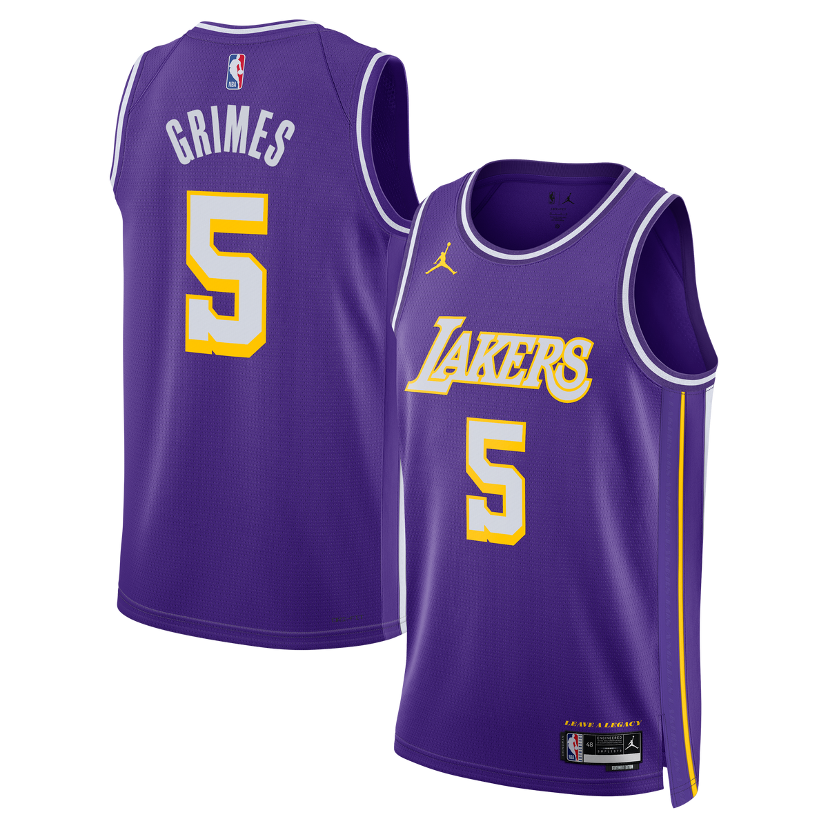 Los Angeles Lakers Brand Statement Edition Basketball Jersey- Purple- Quentin Grimes- Unisex basketball fan jersey
