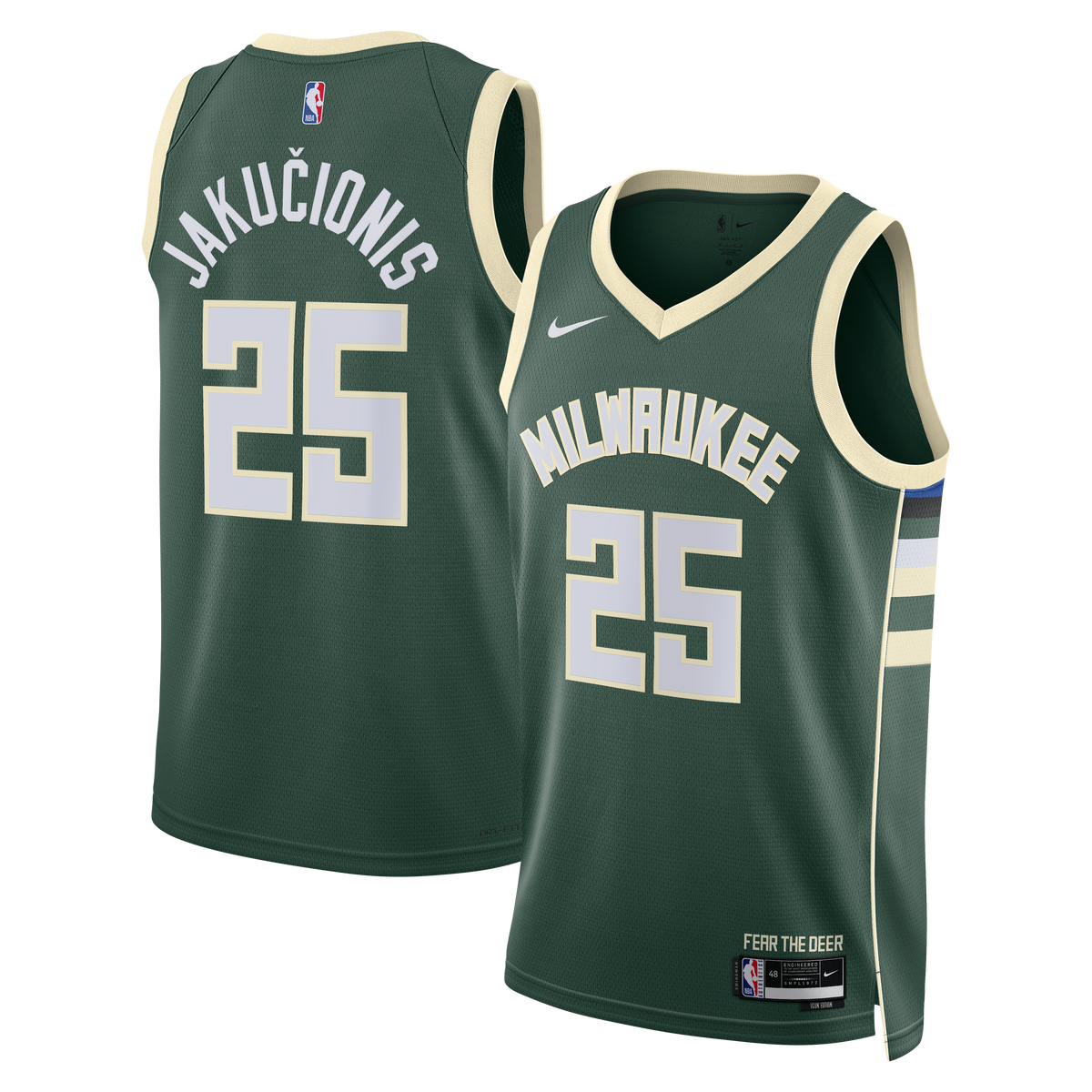 Milwaukee Bucks Icon Edition Swingman Basketball Jersey- White- Kasparas Jakučionis- Unisex basketball fan jersey