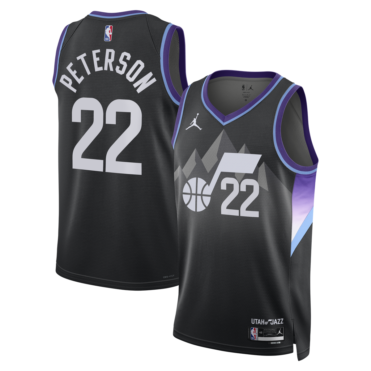 Utah Jazz Brand Statement Edition Swingman Basketball Jersey- Black- Darryn Peterson basketball fan jersey