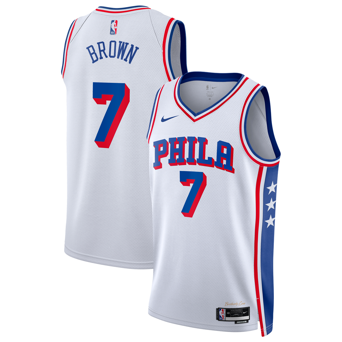 Philadelphia 76ers Association Edition Swingman Basketball Jersey- White- Jaylen Brown- Unisex basketball fan jersey