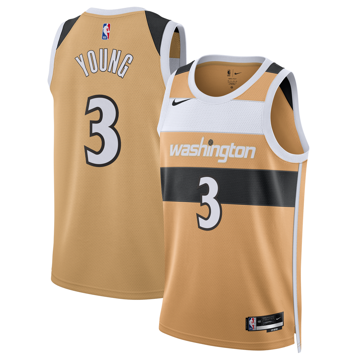 Washington Wizards 2025/26 City Edition Swingman Basketball Jersey- Tan- Trae Young- Unisex basketball fan jersey
