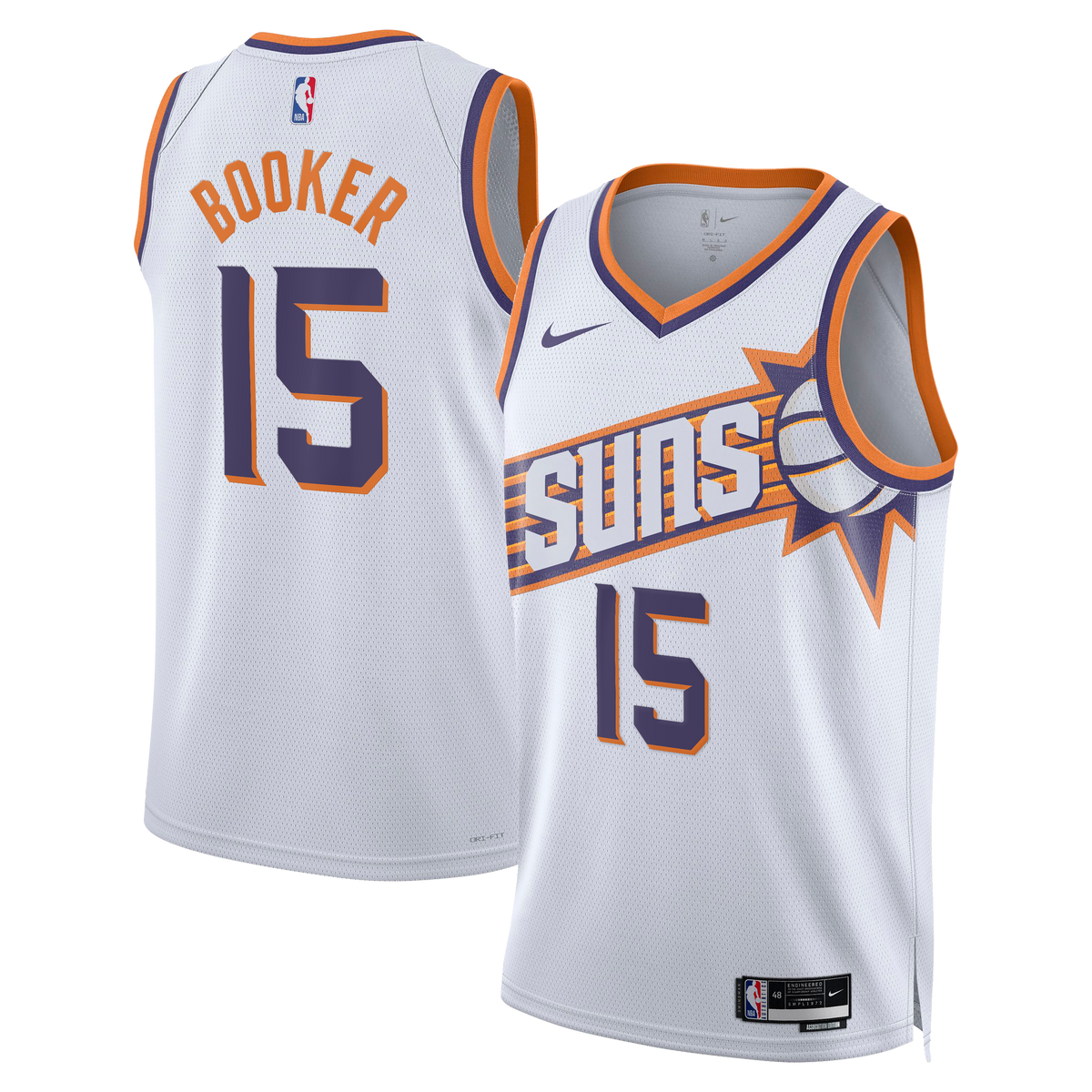 Phoenix Suns Association Edition Swingman Basketball Jersey- White- Devin Booker- Unisex basketball fan jersey