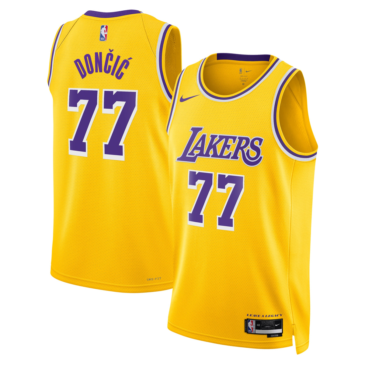 Los Angeles Lakers Icon Edition Swingman Basketball Jersey- Gold- Luka Dončić- Unisex basketball fan jersey