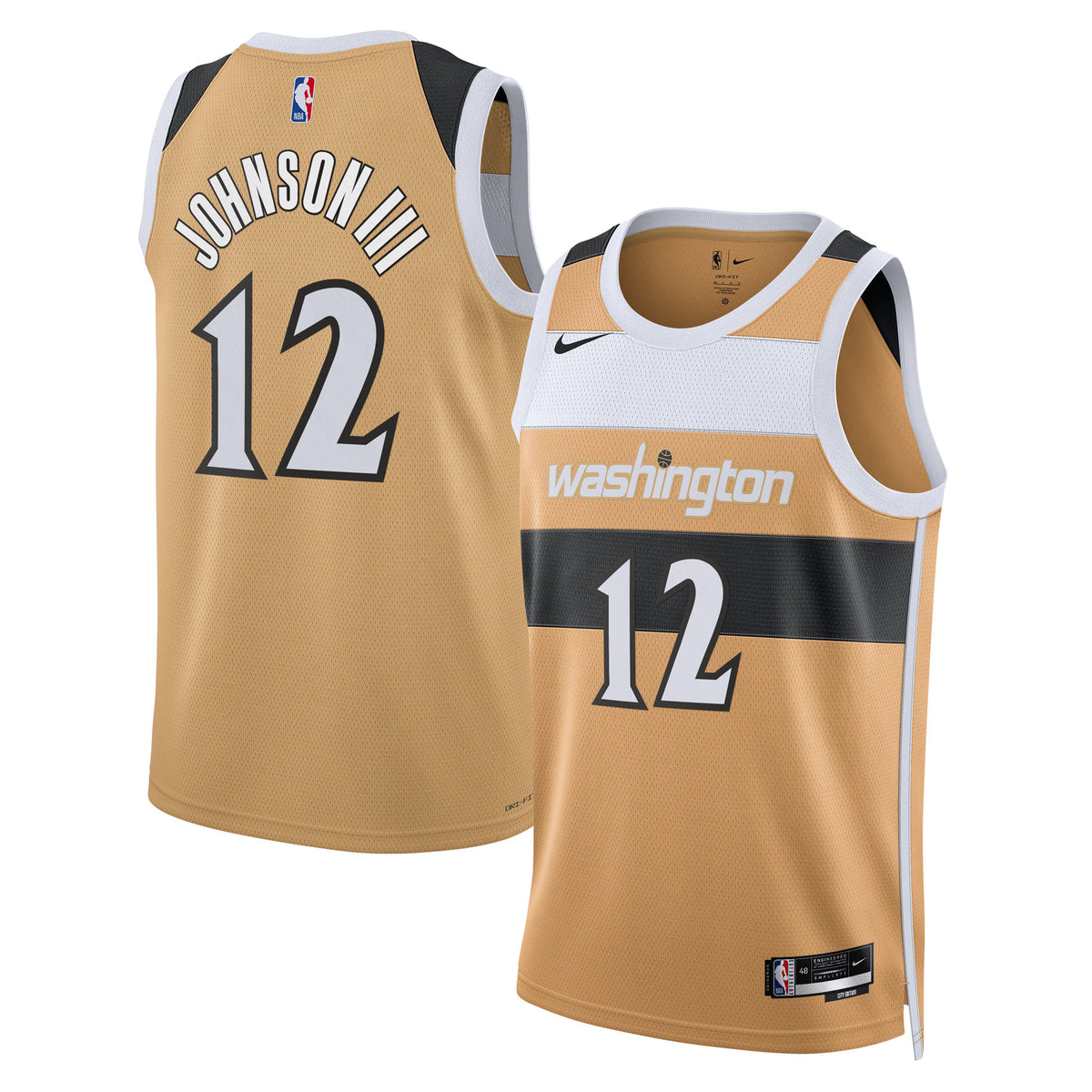 Washington Wizards 2025/26 City Edition Swingman Basketball Jersey- Tan- Tre Johnson III- Unisex basketball fan jersey