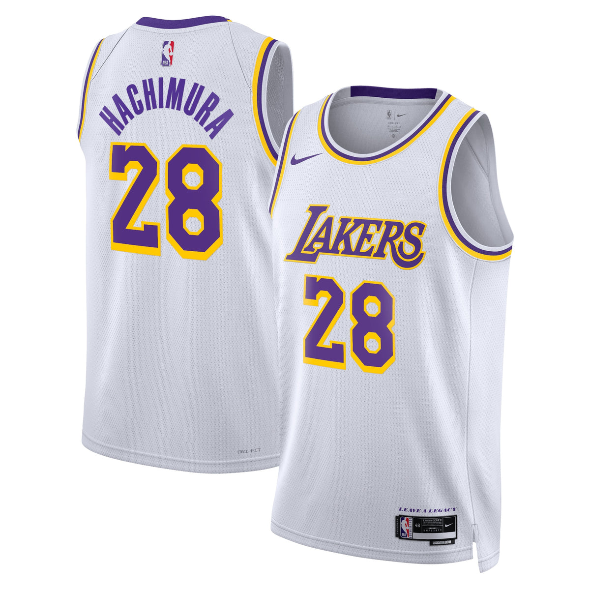Los Angeles Lakers Association Edition Swingman Basketball Jersey- White- Rui Hachimura- Unisex basketball fan jersey