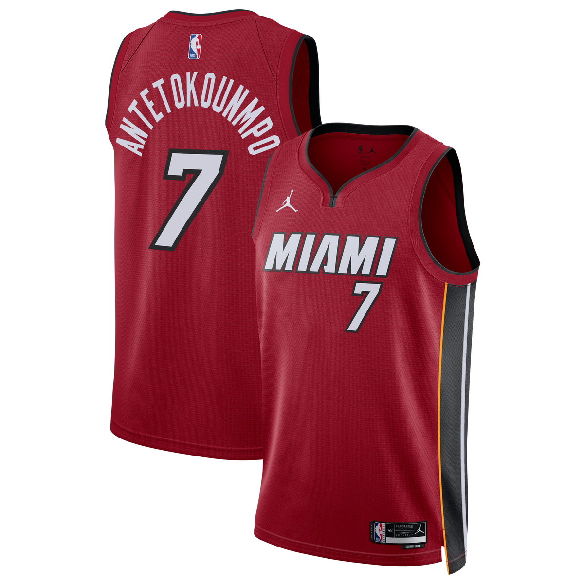 Miami Heat Brand Statement Edition Swingman Basketball Jersey- Red- Giannis Antetokounmpo- Unisex basketball fan jersey