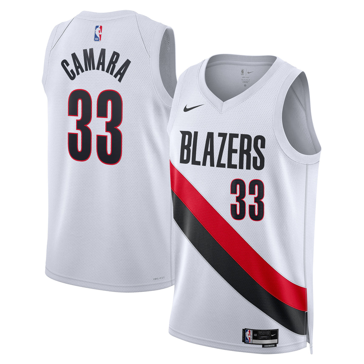 Portland Trail Blazers Replica Association Edition Swingman Basketball Jersey- White- Toumani Camara- Unisex basketball fan j