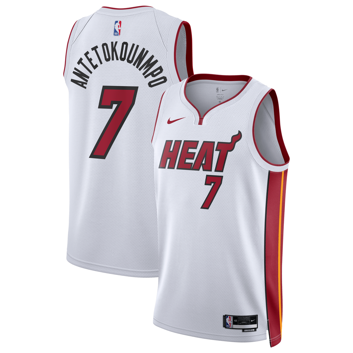 Miami Heat Association Edition Swingman Basketball Jersey- White- Giannis Antetokounmpo- Unisex basketball fan jersey