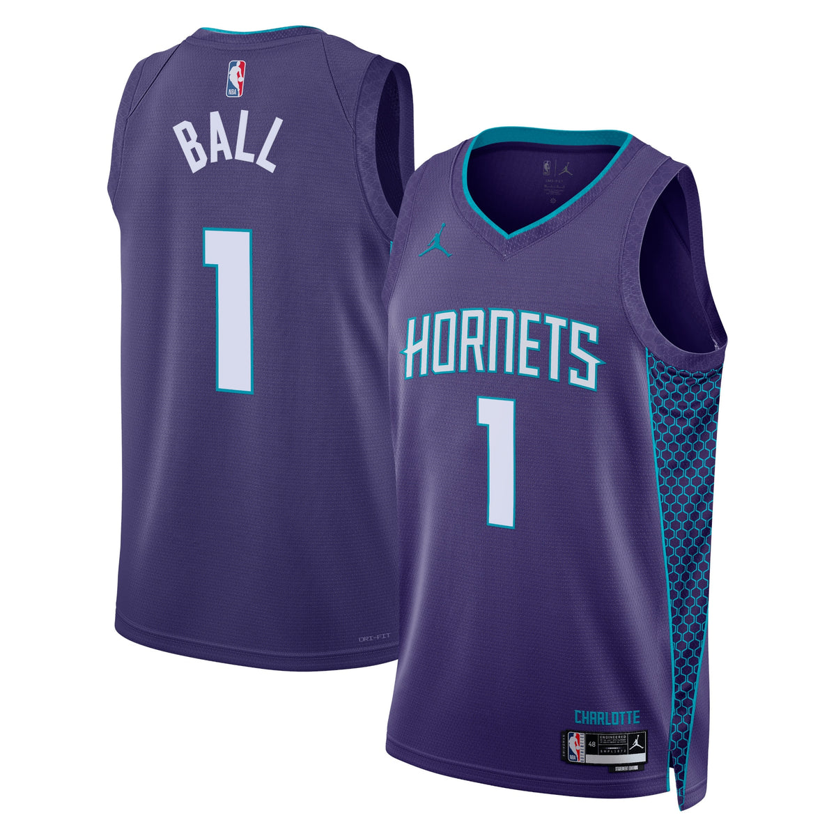 Charlotte Hornets Brand Statement Edition Swingman Basketball Jersey- Purple- LaMelo Ball- Unisex basketball fan jersey