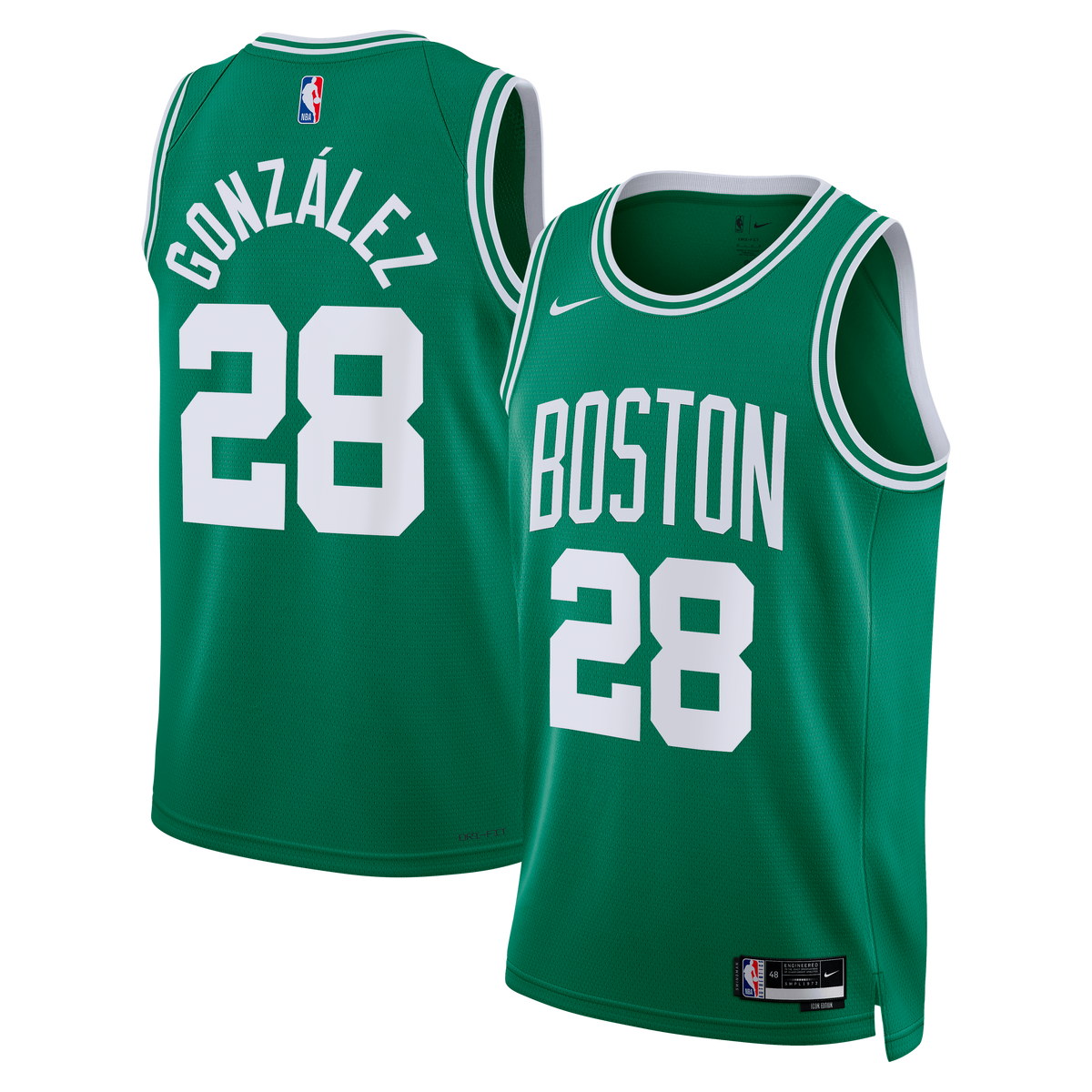 Boston Celtics Icon Edition Swingman Basketball Jersey- Kelly Green- Hugo González- Unisex basketball fan jersey