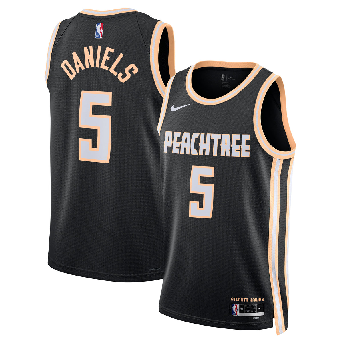 Atlanta Hawks 2025/26 City Edition Swingman Basketball Jersey- Black- Dyson Daniels- Unisex basketball fan jersey