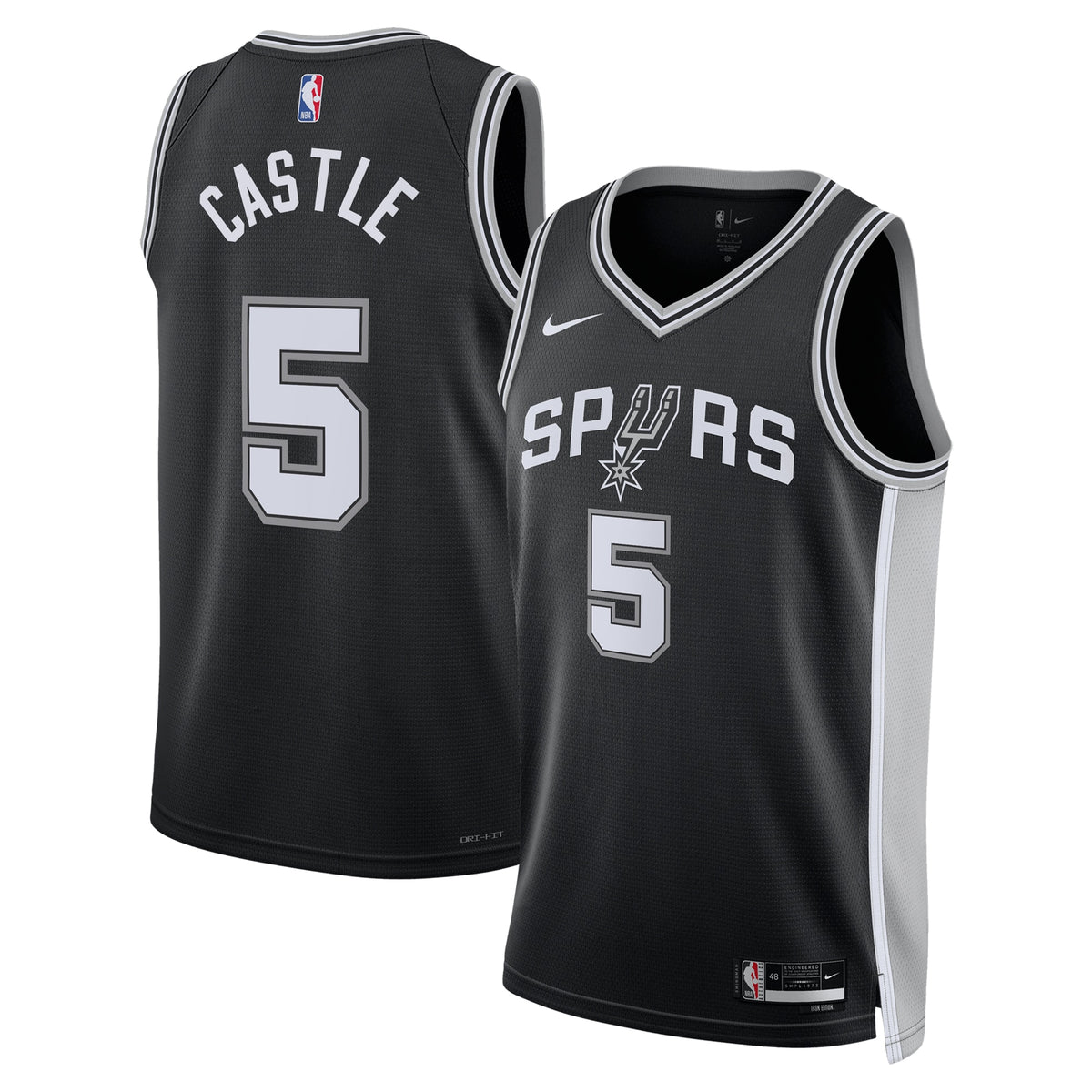 San Antonio Spurs Icon Swingman Basketball Jersey- Black- Stephon Castle- Unisex basketball fan jersey