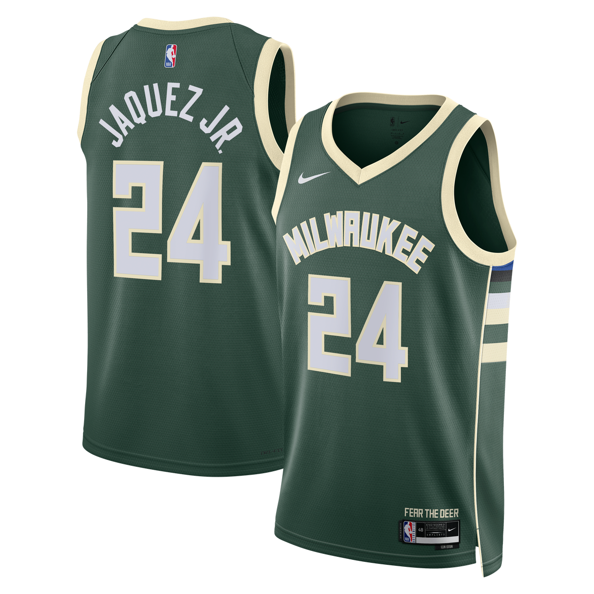 Milwaukee Bucks Icon Edition Swingman Basketball Jersey- Hunter Green- Jaime Jaquez Jr.- Unisex basketball fan jersey