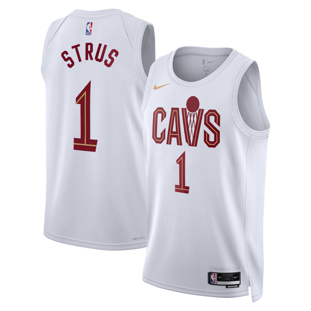 Cleveland Cavaliers Association Edition Swingman Basketball Jersey- White- Max Strus- Unisex basketball fan jersey