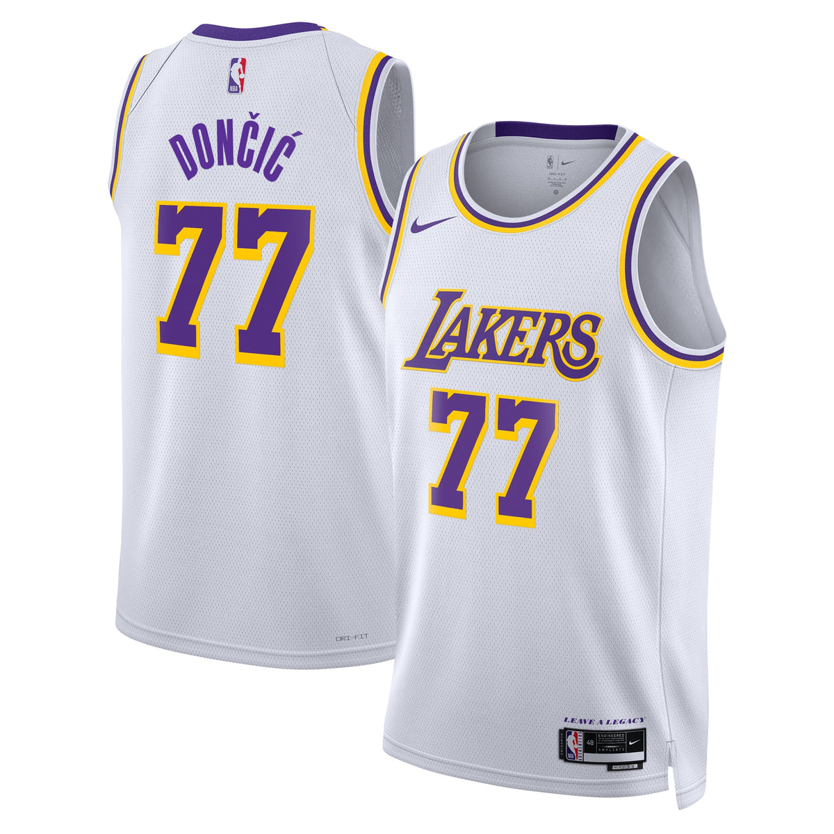 Los Angeles Lakers Association Edition Swingman Basketball Jersey- White- Luka Dončić- Unisex basketball fan jersey