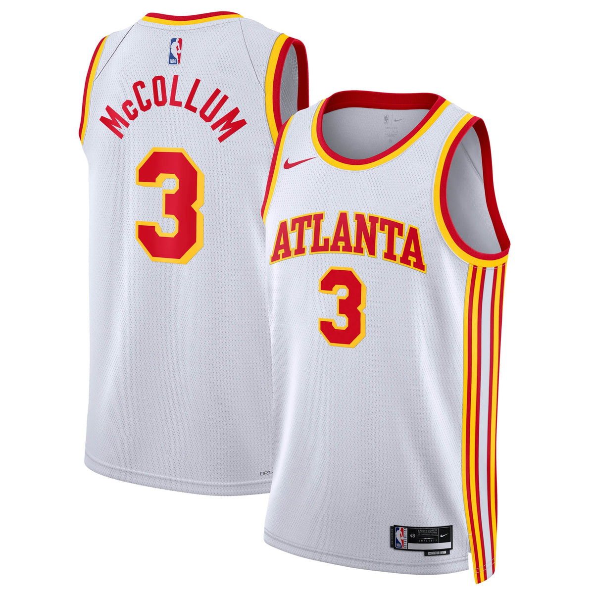 Atlanta Hawks Association Edition Swingman Basketball Jersey- White- CJ McCollum- Unisex basketball fan jersey